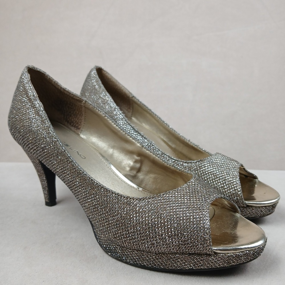 Bandolino Supermodel 6.5 Womens Shoes Pumps Peep Toe Glitter Champaign